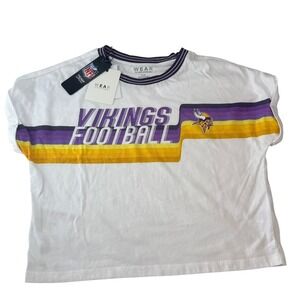 WEAR Erin Andrews Minnesota Vikings NFL Retro Tee Shirt White Womens Small New